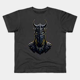 Cyberpunk Ninja Samurai Mask with Horns Japanese Design Kids T-Shirt